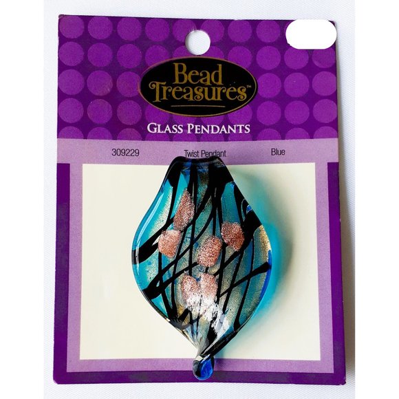 NEW Lampwork Turquoise Blue Copper and Gold Glass Pendant - Picture 5 of 6